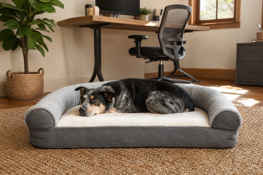 dog bed shopping scene