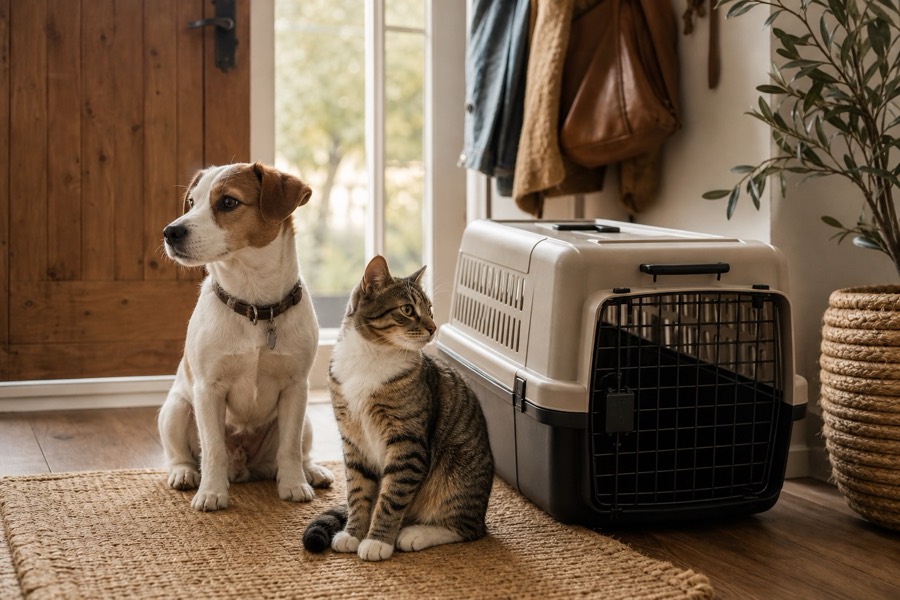 pet carrier travel setup
